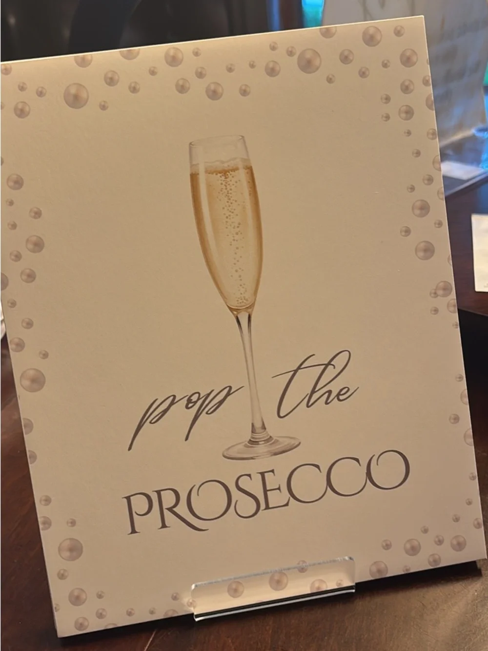 Pop the Prosecco Party Sign - Cream and Gold